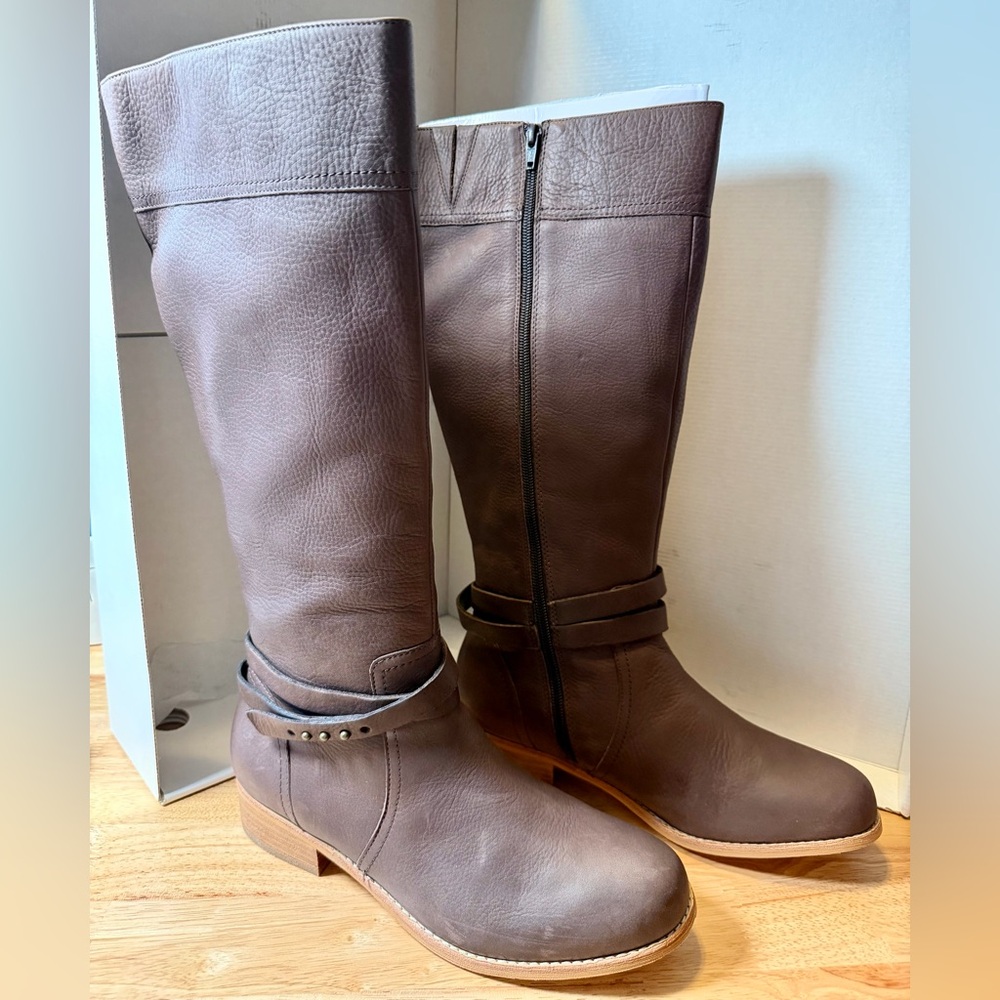 Lands End Blakely Brown Leather KneeHigh Riding Boots-Brand New-Size 9.5D (Wide)